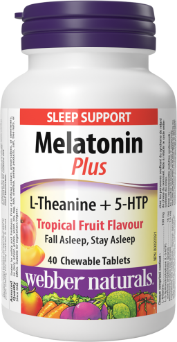 Melatonin Plus L-Theanine + 5-HTP  1.5 mg  40 Chewable Tablets Tropical Fruit Flavour
