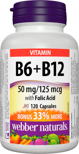 Vitamin B6+B12 with Folic Acid  50 mg/125 mcg  120 Capsules