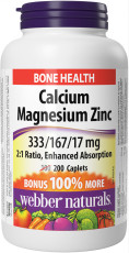 Calcium Magnesium Zinc 2:1 Ratio, Enhanced Absorption 333/167/17 mg