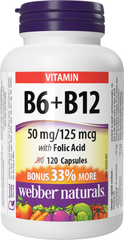 Vitamin B6+B12 with Folic Acid  50 mg/125 mcg  120 Capsules