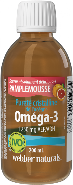 Pureté cristalline de l'océan Oméga-3  1250 mg AEP/ADH  200 mL liquide Pamplemousse