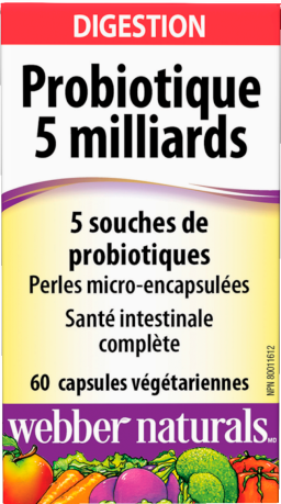 Probiotique 5 milliards 5 souches de probiotiques  5 milliards 5 souches de probiotiques  60 capsules végétariennes