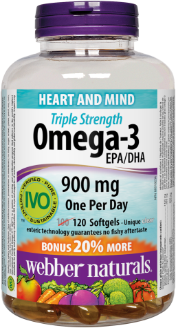 Omega-3  EPA/DHA Triple Strength  900 mg EPA/DHA  120 Clear Enteric Softgels