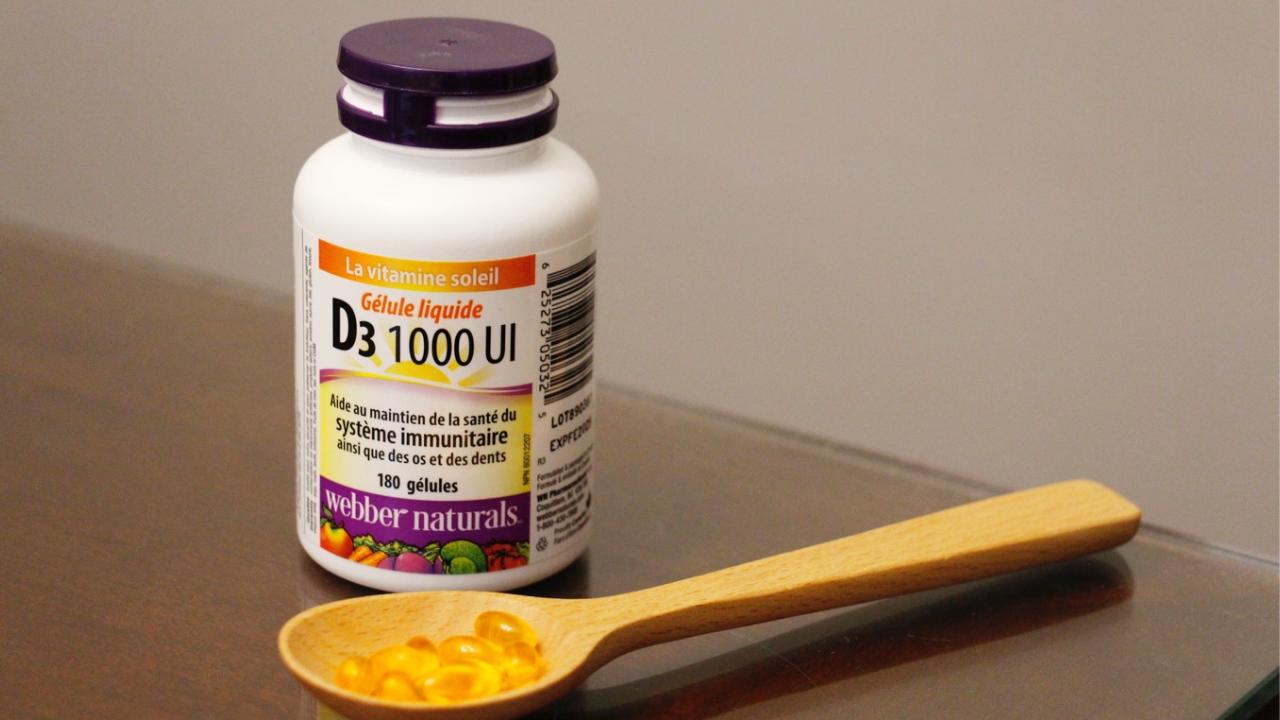 Bouteille de gélules de vitamine D Webber Naturals 1 000 UI  