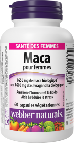 Maca pour femmes  1 650 mg / 3 600 mg  60 capsules végétariennes