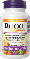 Vitamine D3 à croquer 1 000 UI Arôme naturel d’orange