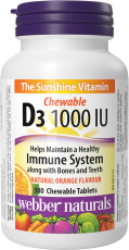 Vitamin D3 Chewable 1000 IU Natural Orange Flavour