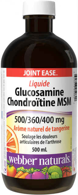 Liquide Glucosamine Chondroïtine MSM  500/360/400 mg  500 mL liquide Arôme naturel de tangerine