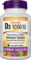 Vitamin D3 Chewable  1000 IU  180 Chewable Tablets Natural Orange Flavour