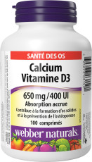 Ultra Calcium et Vitamine D3 Absorption accrue 650 mg / 400 UI 