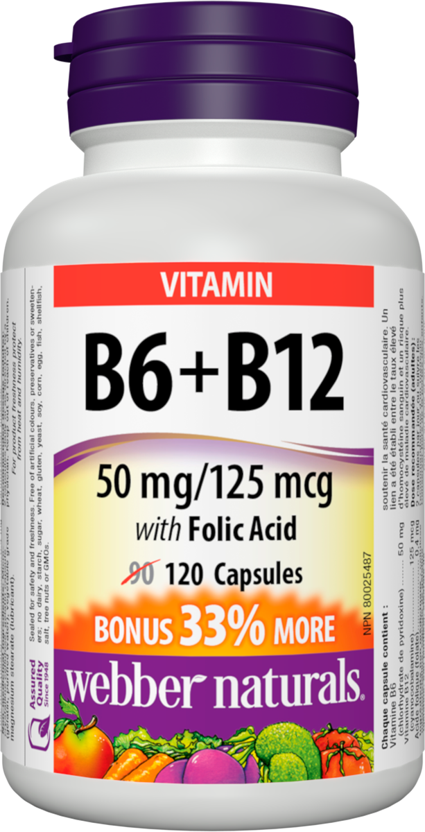Cordelia redactioneel Samenpersen Vitamin B6+B12 with Folic Acid Capsules | Webber Naturals Canada