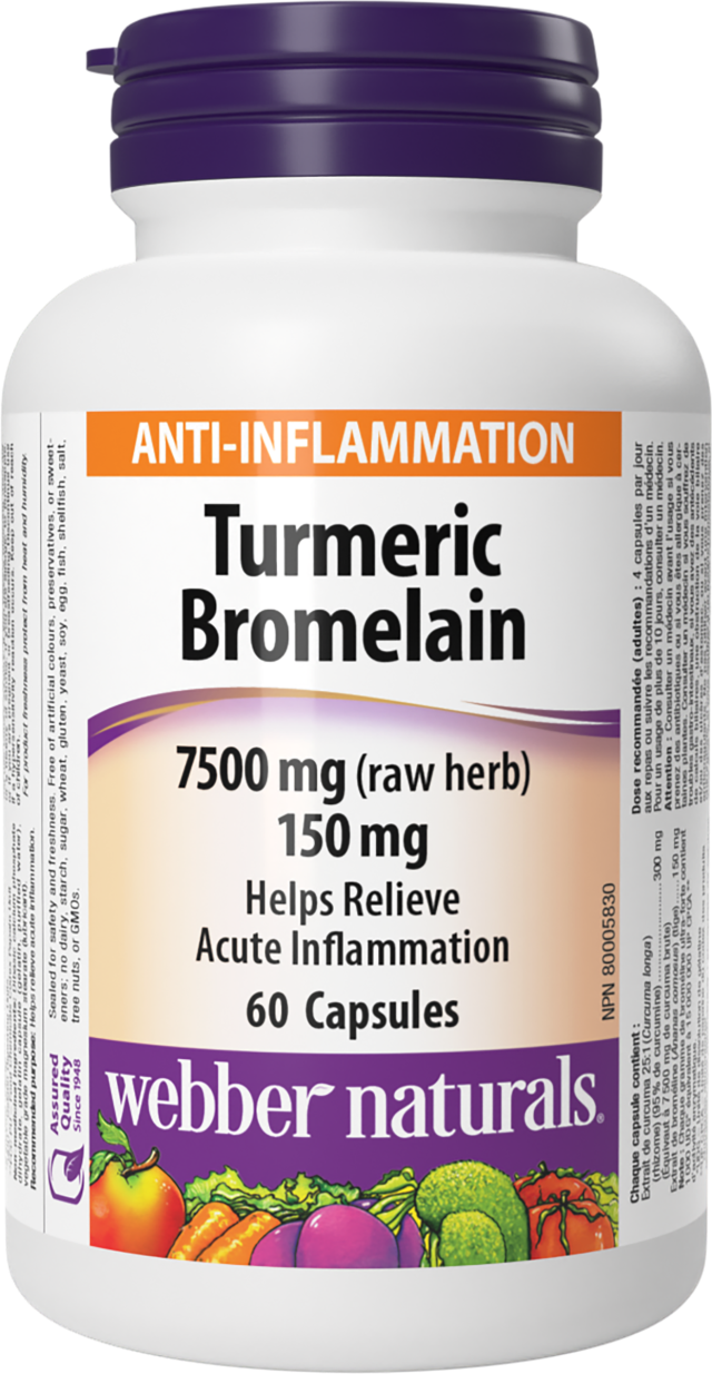 Turmeric Bromelain 7500 mg (raw herb) / 150 mg