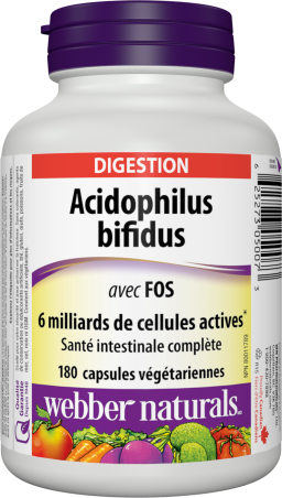 Acidophilus bifidus avec FOS  6 milliards de cellules actives  180 capsules végétariennes