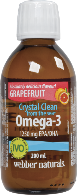 Crystal Clean from the sea® Omega-3  1250 mg EPA/DHA  200 mL Liquid Grapefruit
