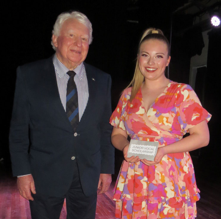 Sponsor Peter Delaney with the winner of the Farleigh Junior Vocal Scholarship Amelia Punch from Molong