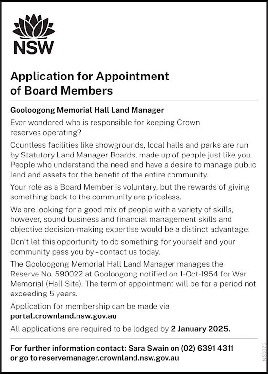 NSW Board Members Application For Board Members