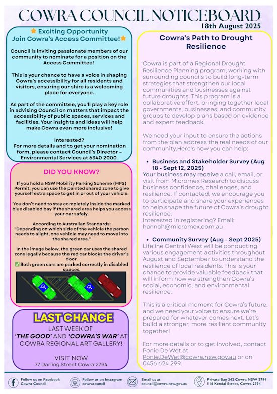 Cowra Council Noticeboard