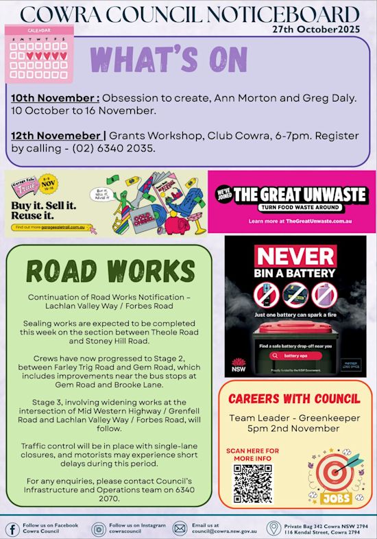 Cowra Council Noticeboard