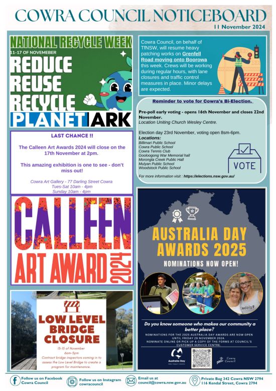 Cowra Council Noticeboard