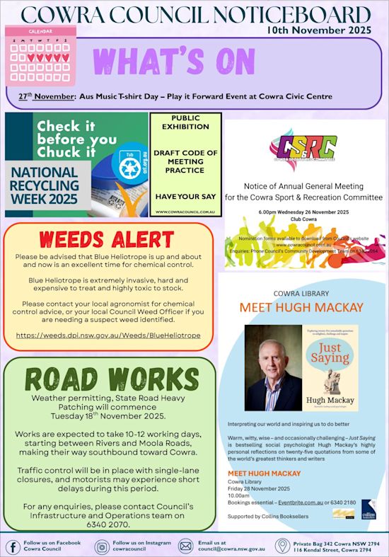 Cowra Council Noticeboard