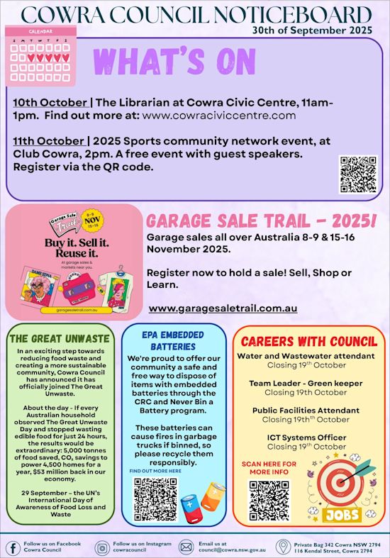 Cowra Council Noticeboard