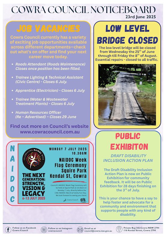 Cowra Council Noticeboard