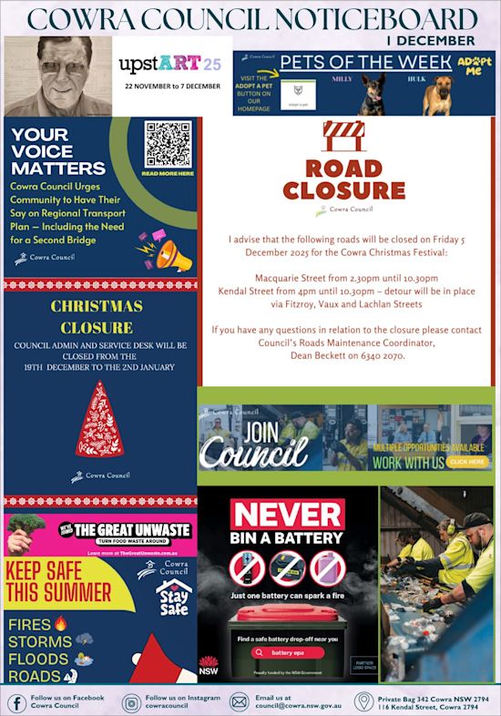 Cowra Council Noticeboard