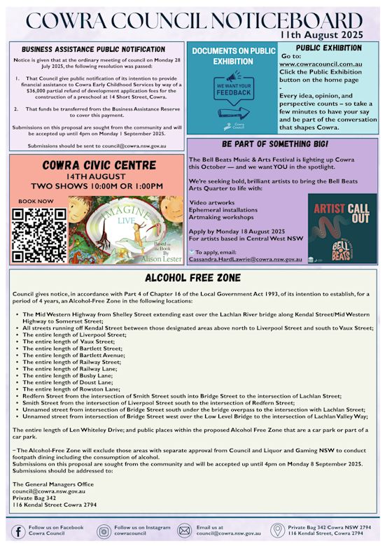 Cowra Council Noticeboard