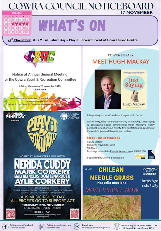 Cowra Council Noticeboard