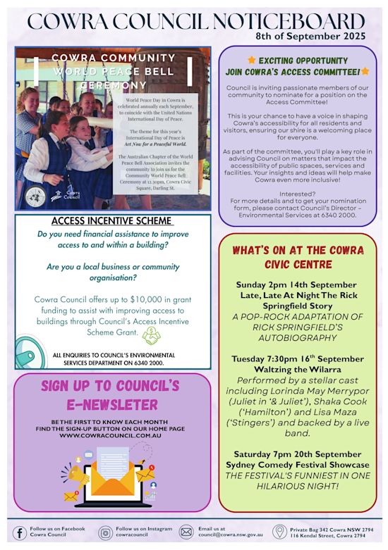 Cowra Council Noticeboard