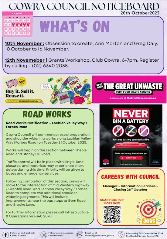 Cowra Council Noticeboard