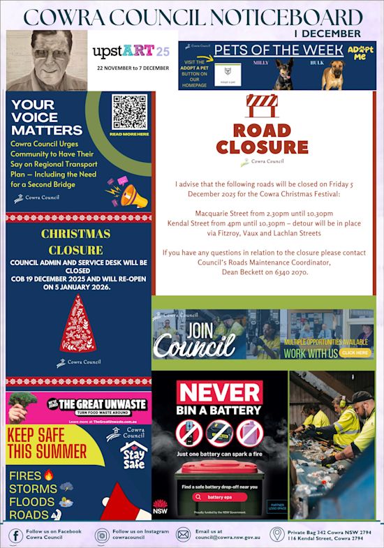 Cowra Council Noticeboard
