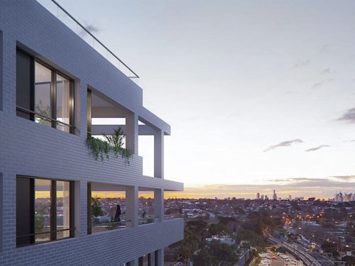 Artist impression of Glen Iris apartment building and view of surrounding suburbs