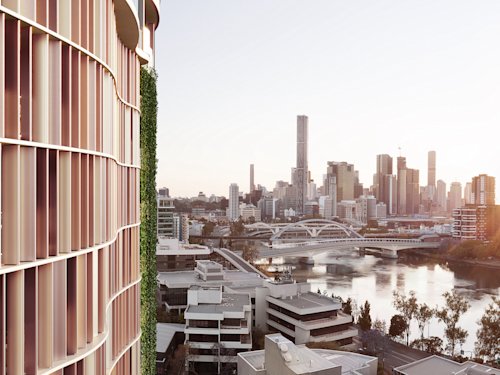 artist impression of the Ambrose apartment building and city view