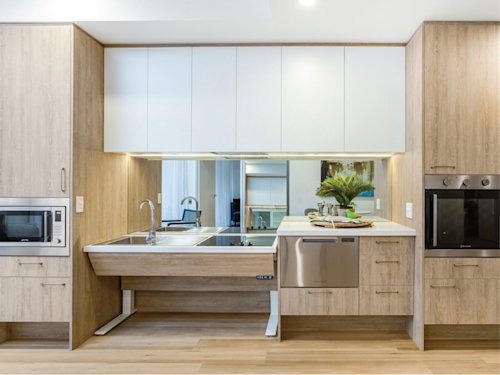 Image of an accessible kitchen in the Penrith apartments