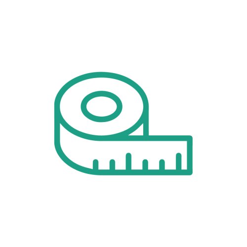 measuring tape icon, green outline