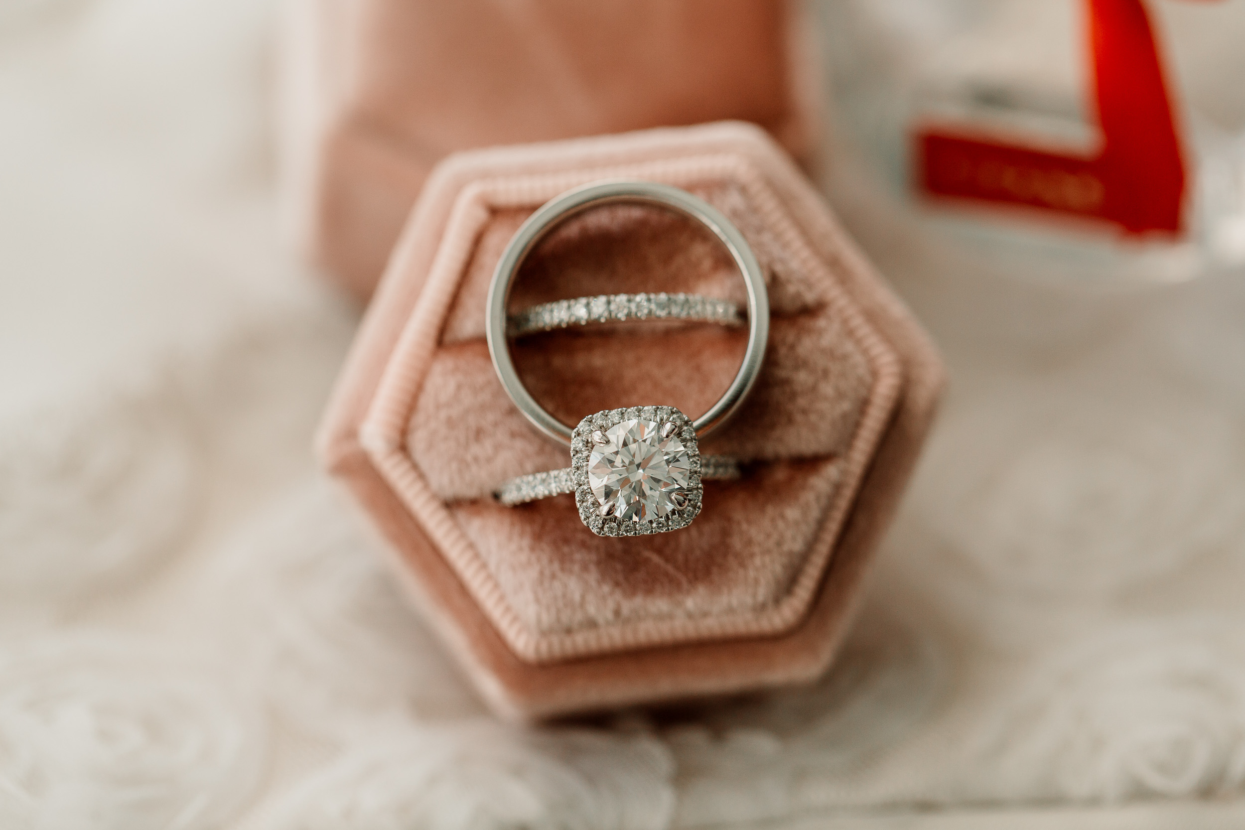Detail photos | wedding bands and engagement ring | postponed Chicago wedding reception
