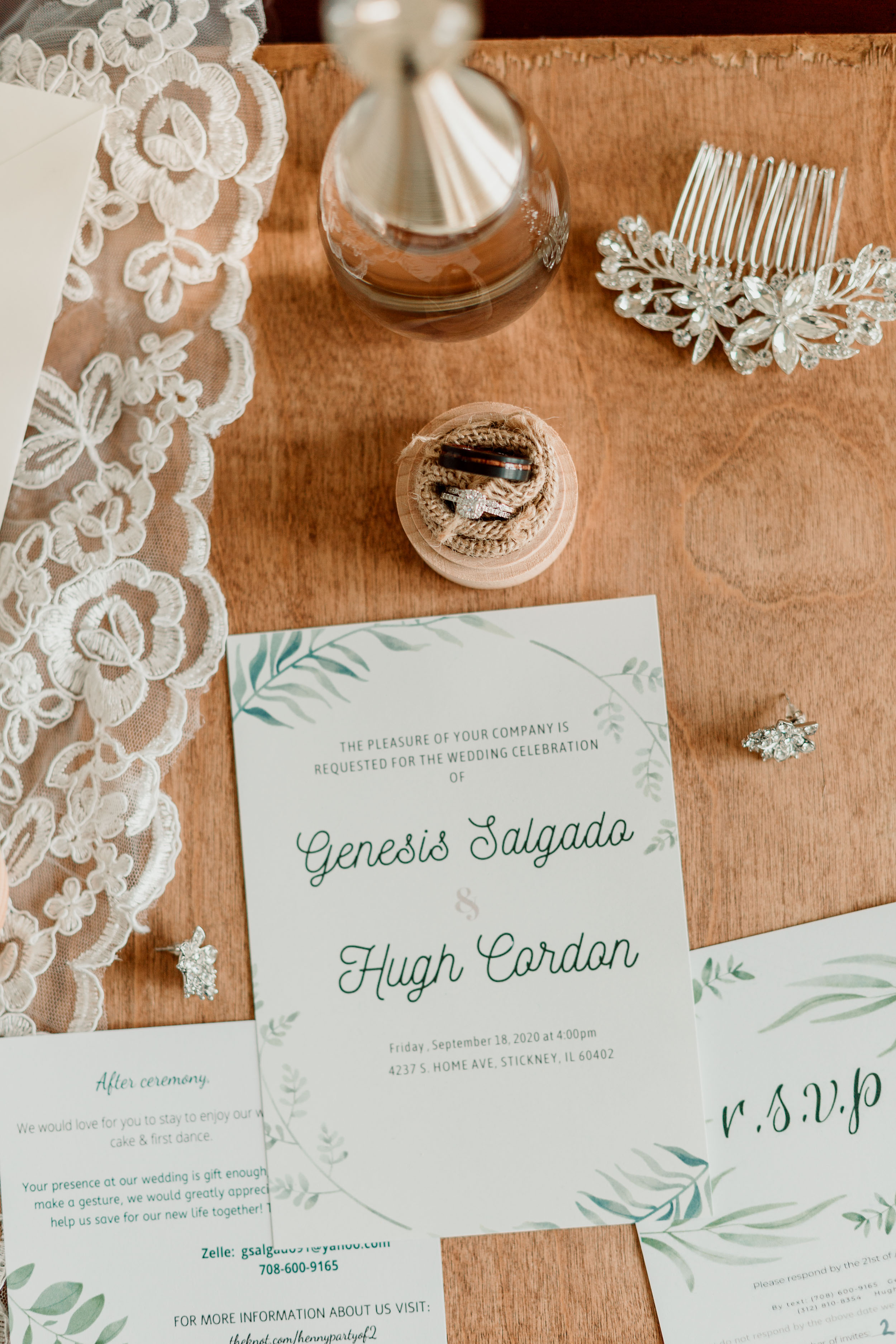 Detail photos for Backyard Chicago Wedding | Engagement Ring | Hair Pin | Wedding Invitation Suite | Emotional Chicago Wedding | Historic Downtown Riverside Wedding Photos | Chicago Wedding Photographer | Metra Station Wedding Photos | Small Weddings in Chicago | Intimate Elopements in Chicago