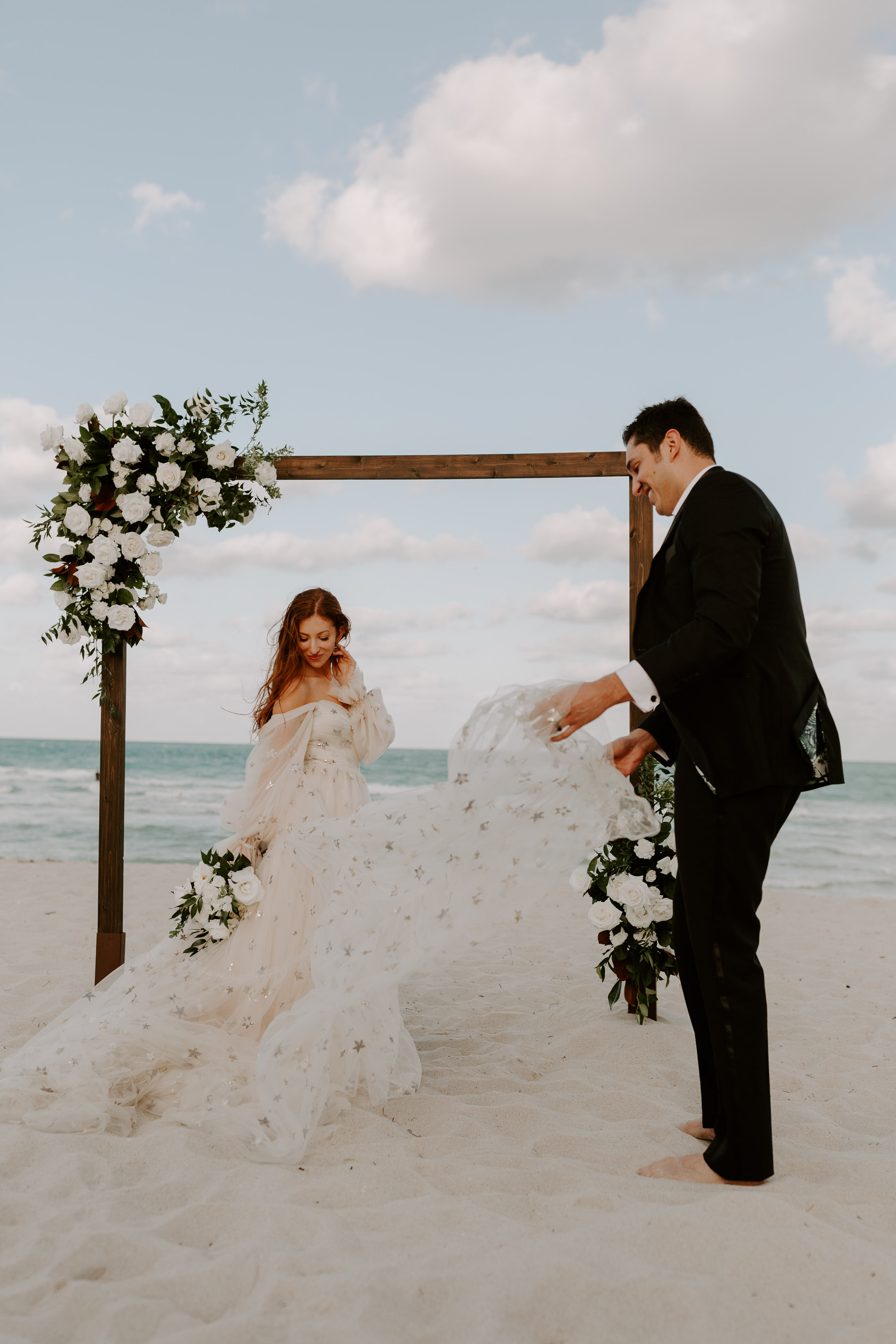 Romantic Wedding Gown at Beach Elopement