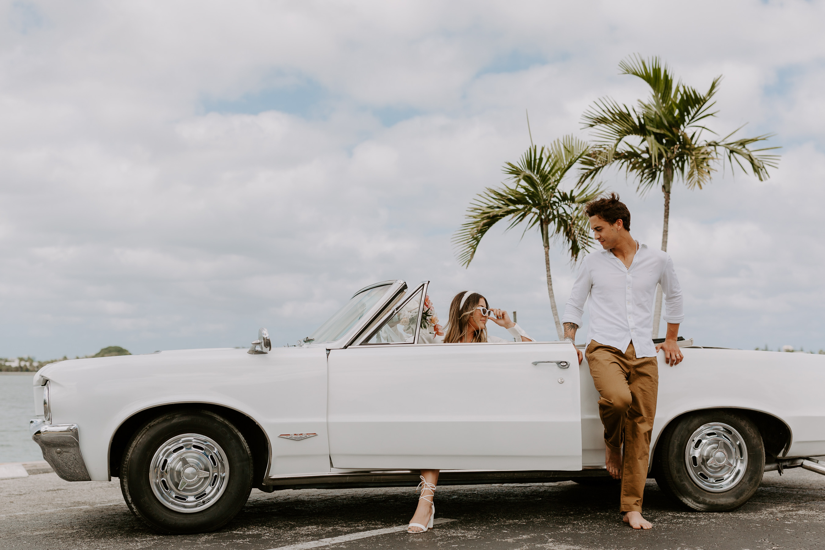 Vintage White Car for Elopement Styled Photoshoot