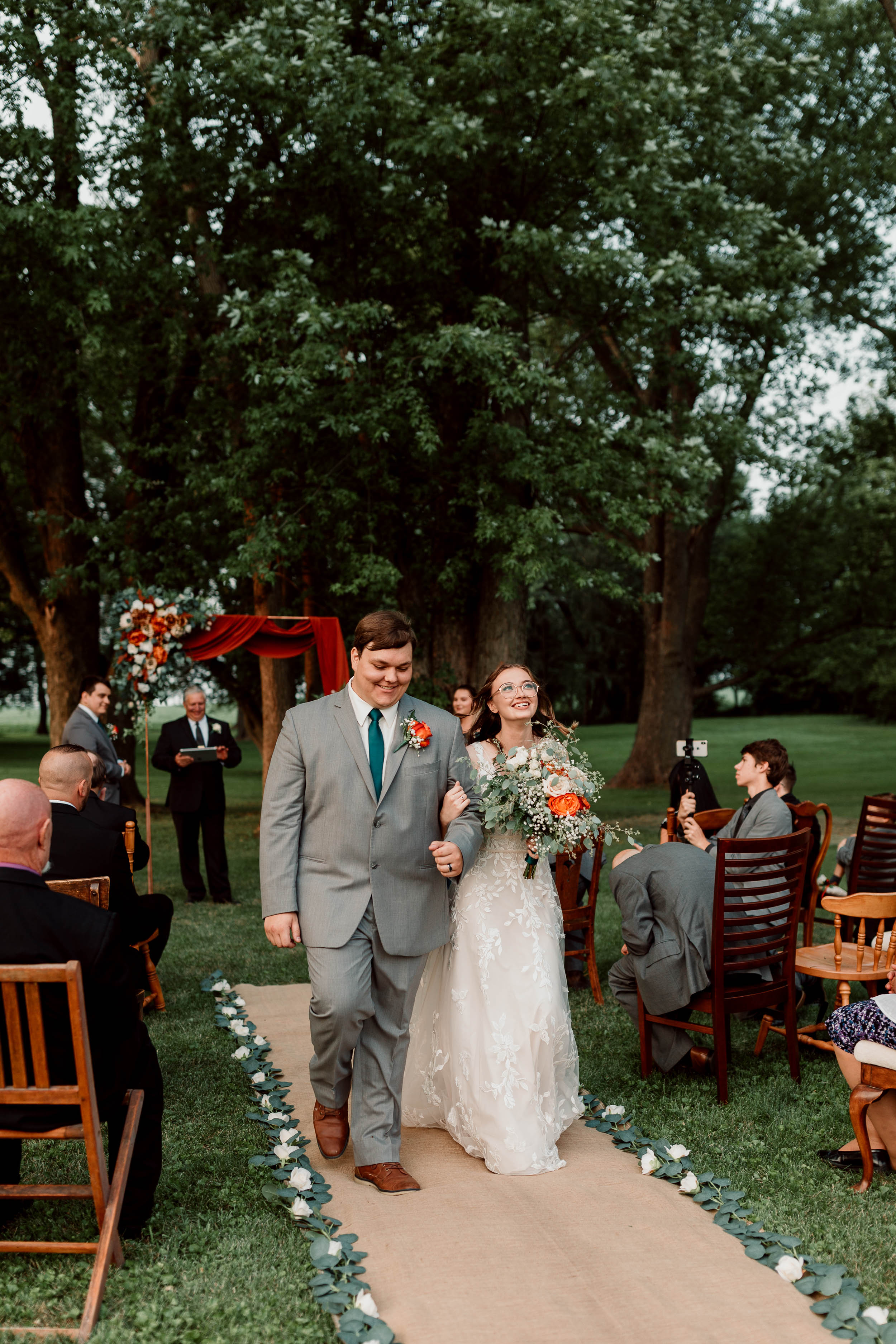 just married walking back down the aisle | Illinois Wedding Photographer | Chicago Illinois Wedding Photographers
