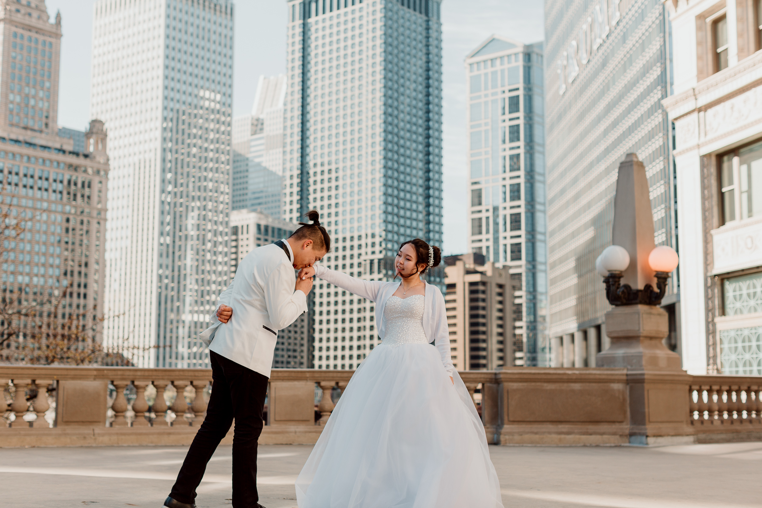 Chicago Skyline Bride and Groom Portraits | Chicago Locations for Photos | Downtown Chicago Wedding Photographer | Trump Tower Wedding | Trump Tower Elopement | Chicago Elopement | Small Chicago Wedding | Courthouse Wedding Chicago | Chicago Wedding Photographer | Chicago Elopement Photographer | Small Wedding Photographer Chicago