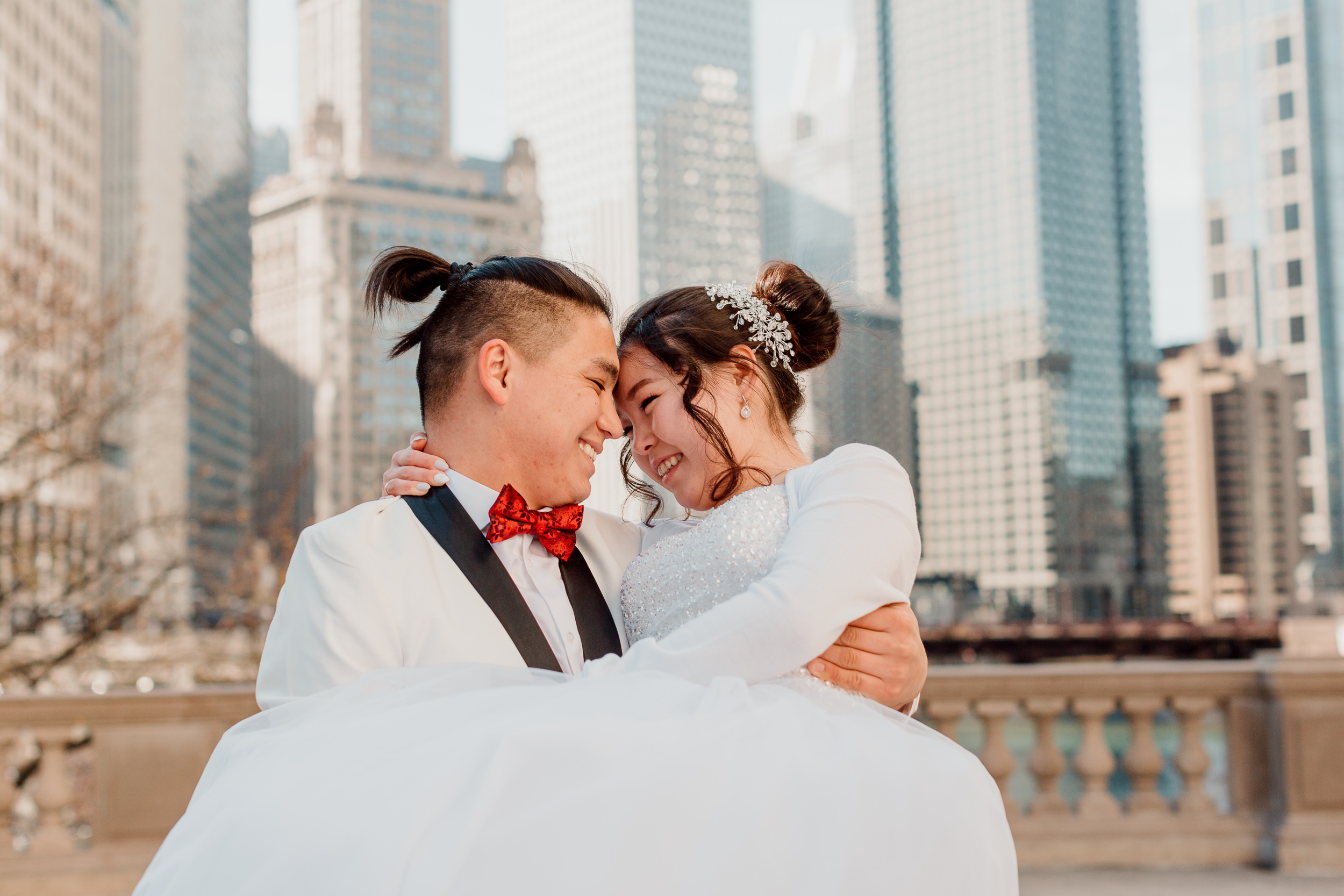 Romantic Wedding Portraits Chicago Skyline | Chicago Locations for Photos | Downtown Chicago Wedding Photographer | Trump Tower Wedding | Trump Tower Elopement | Chicago Elopement | Small Chicago Wedding | Courthouse Wedding Chicago | Chicago Wedding Photographer | Chicago Elopement Photographer | Small Wedding Photographer Chicago