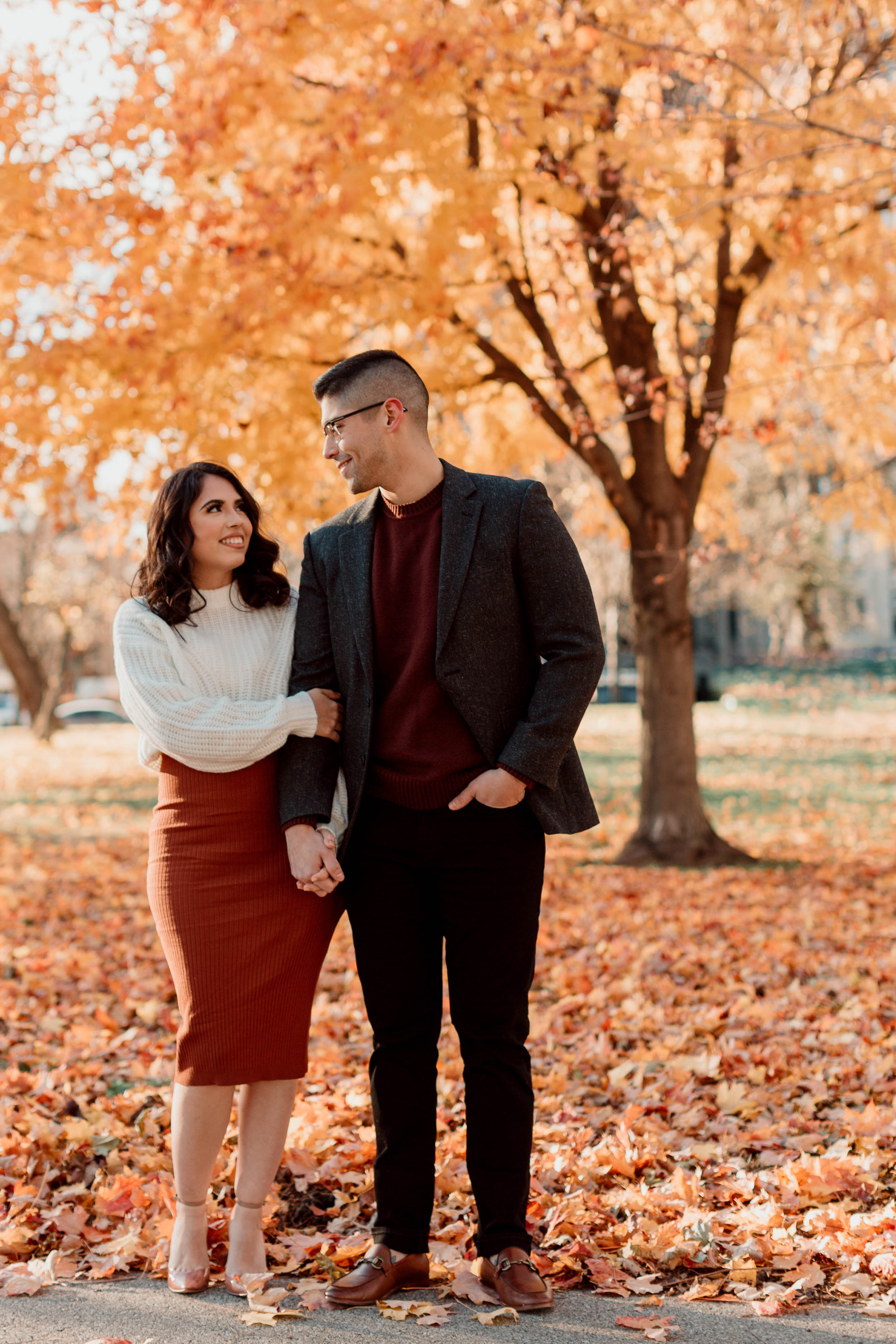 Locations for fall engagement photos in Chicago - Garden of the Phoenix
