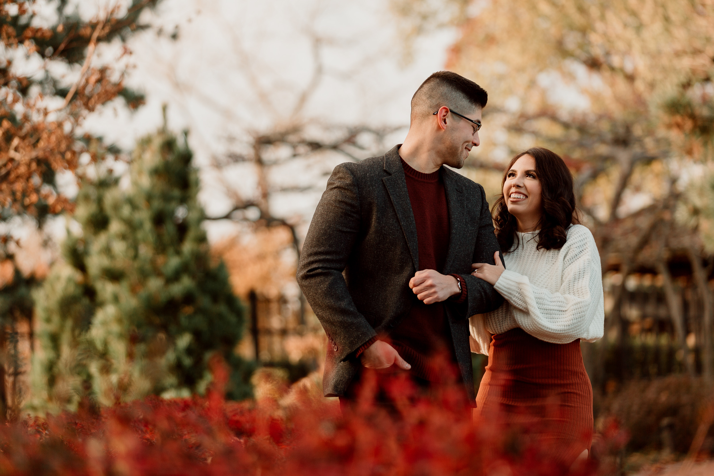 Chicago engagement session with fall colors