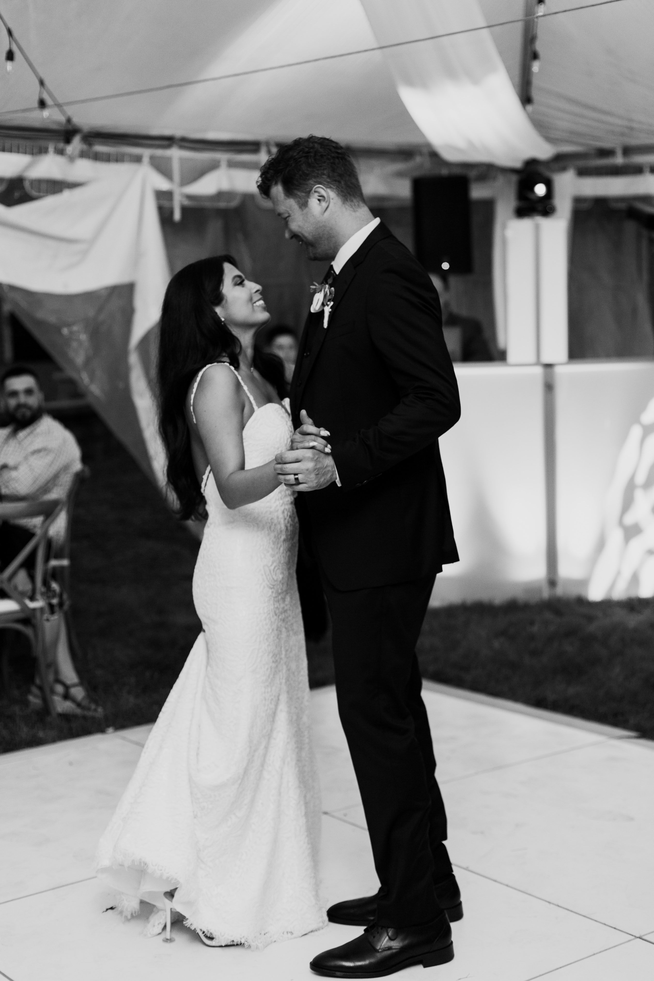 First dance in wedding tent