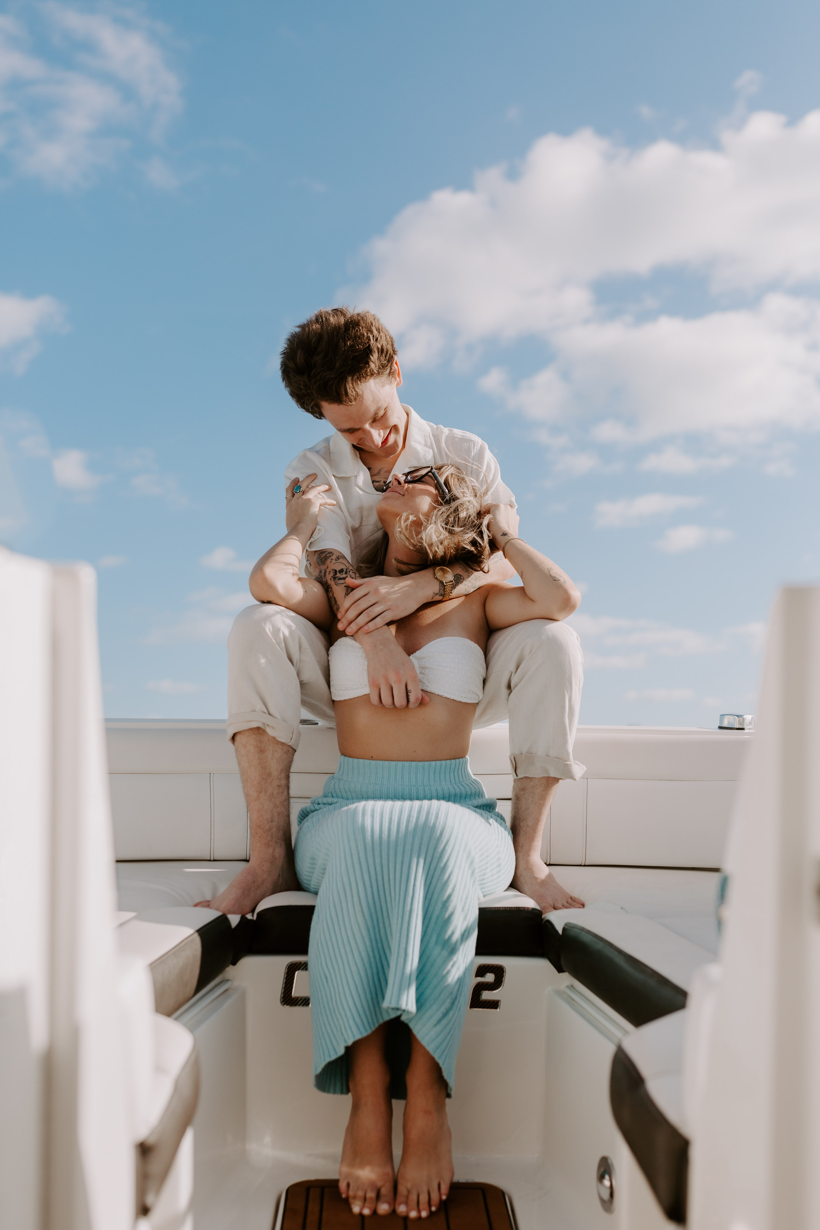 Miami styled shoot - lovers on a boat