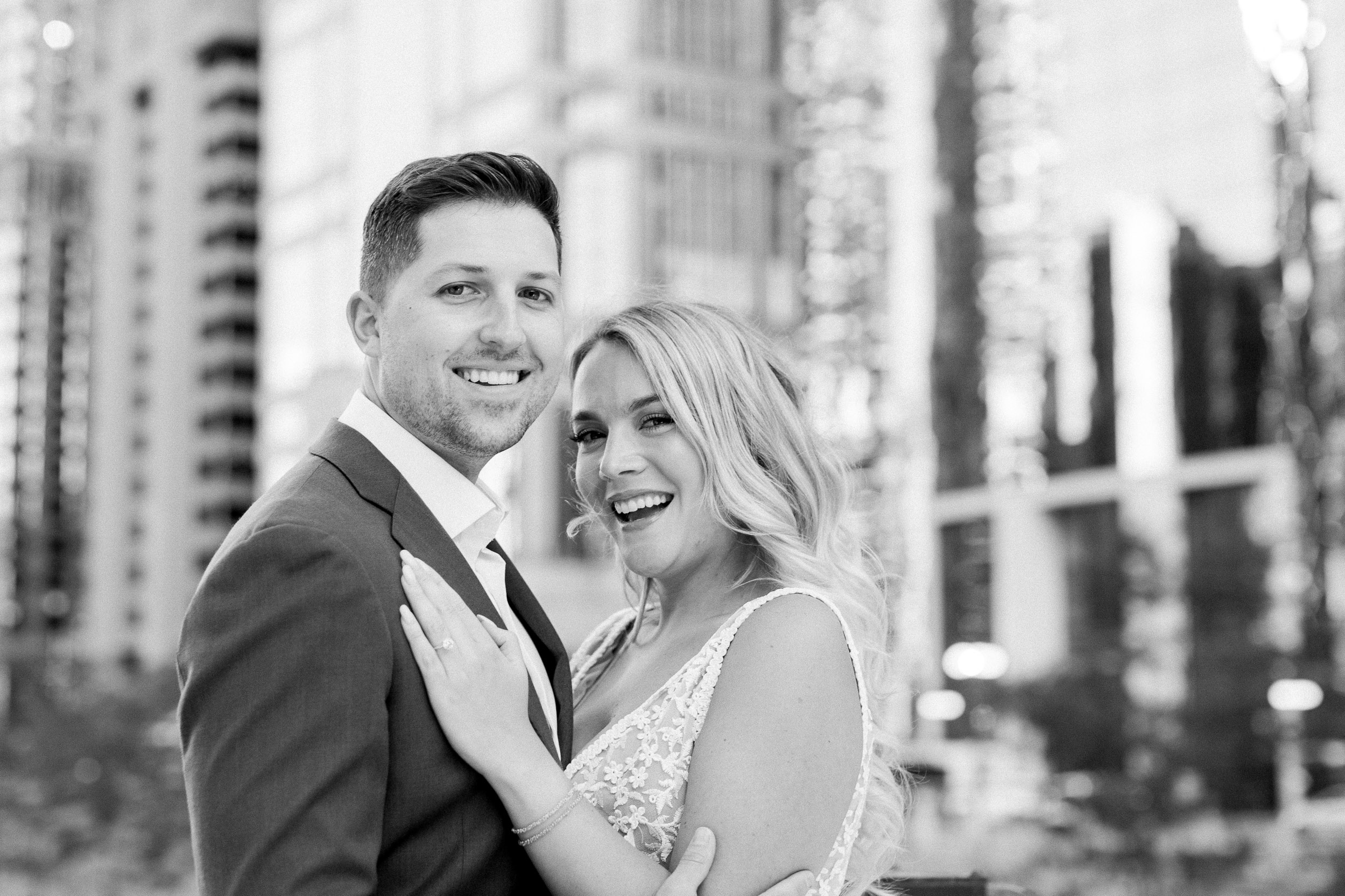 Black and White Engagement Photos - City Vibes