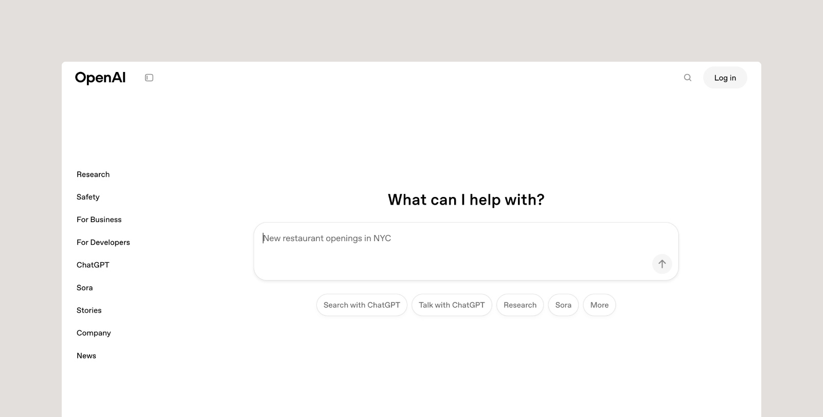 Screenshot of the OpenAI (ChatGPT) platform.