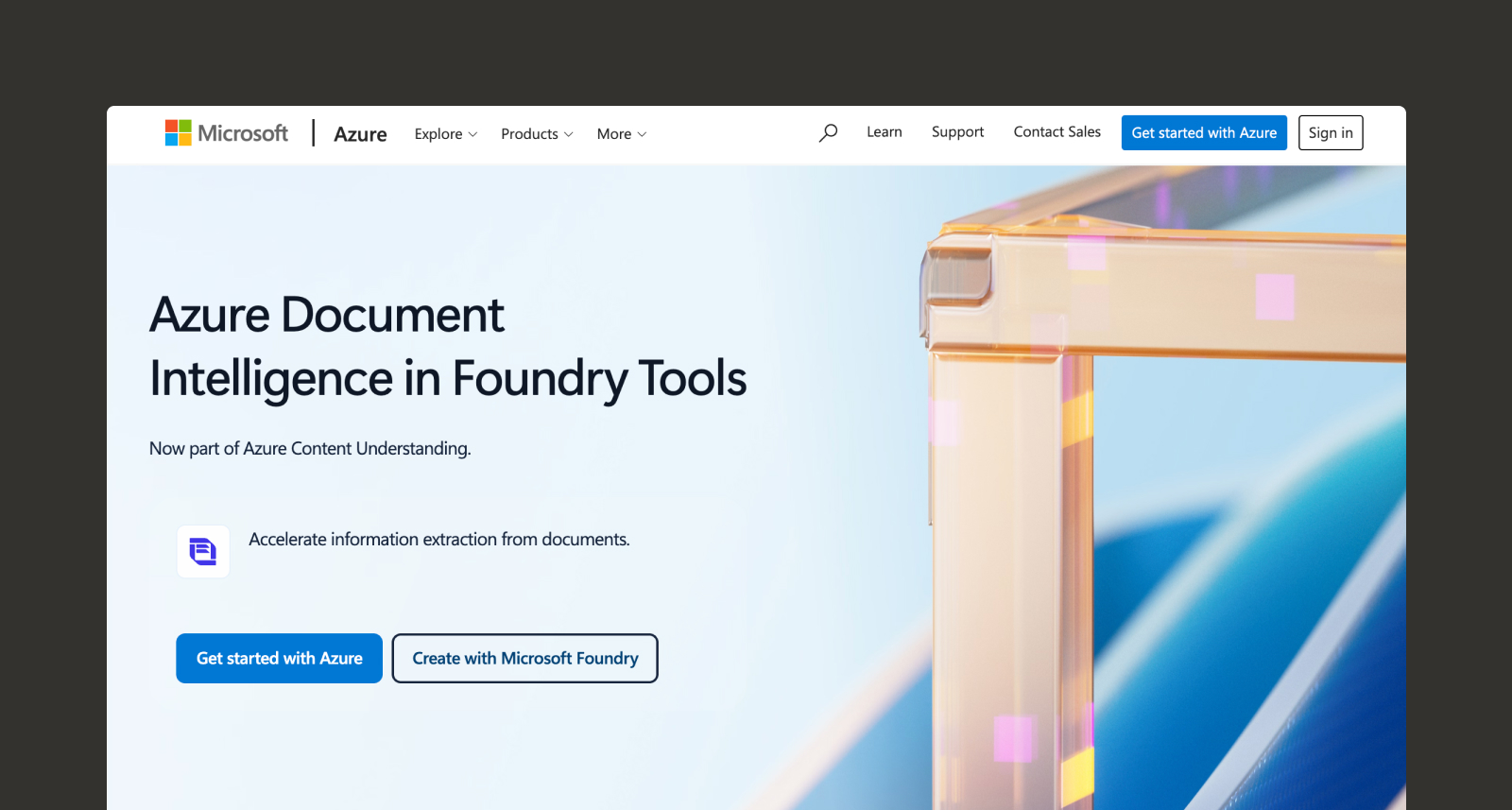 Azure AI Document Intelligence’s homepage.